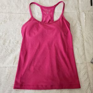 Athleta Tank Top 36C Adjustable Built in Bra Stretchy Yoga Shirt PINK